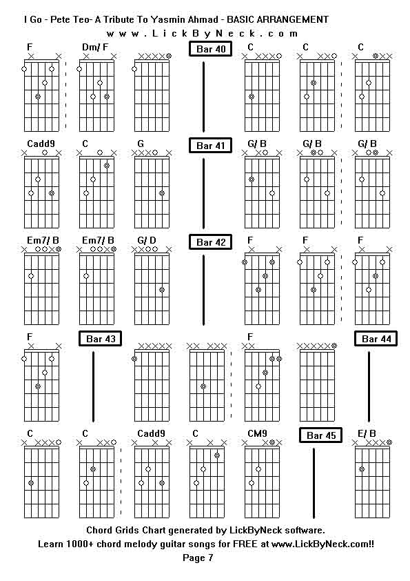 Chord Grids Chart of chord melody fingerstyle guitar song-I Go - Pete Teo- A Tribute To Yasmin Ahmad - BASIC ARRANGEMENT,generated by LickByNeck software.